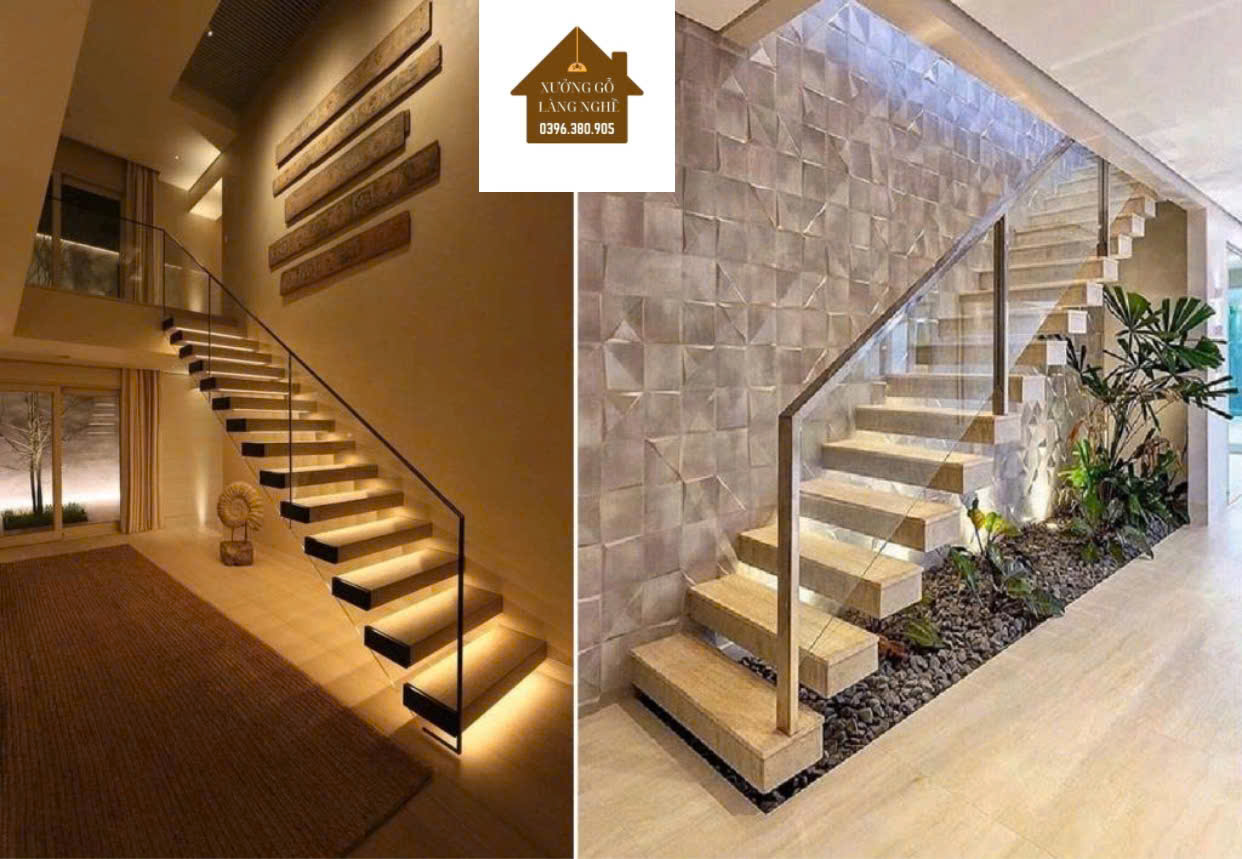 Cầu thang gỗ tay vịn kính đẹp , mẫu mới chất liệu gỗ tự nhiên, cầu thang xương cá, cầu thang đẹp hiện đại . Tay vịn kính cường lực an toàn